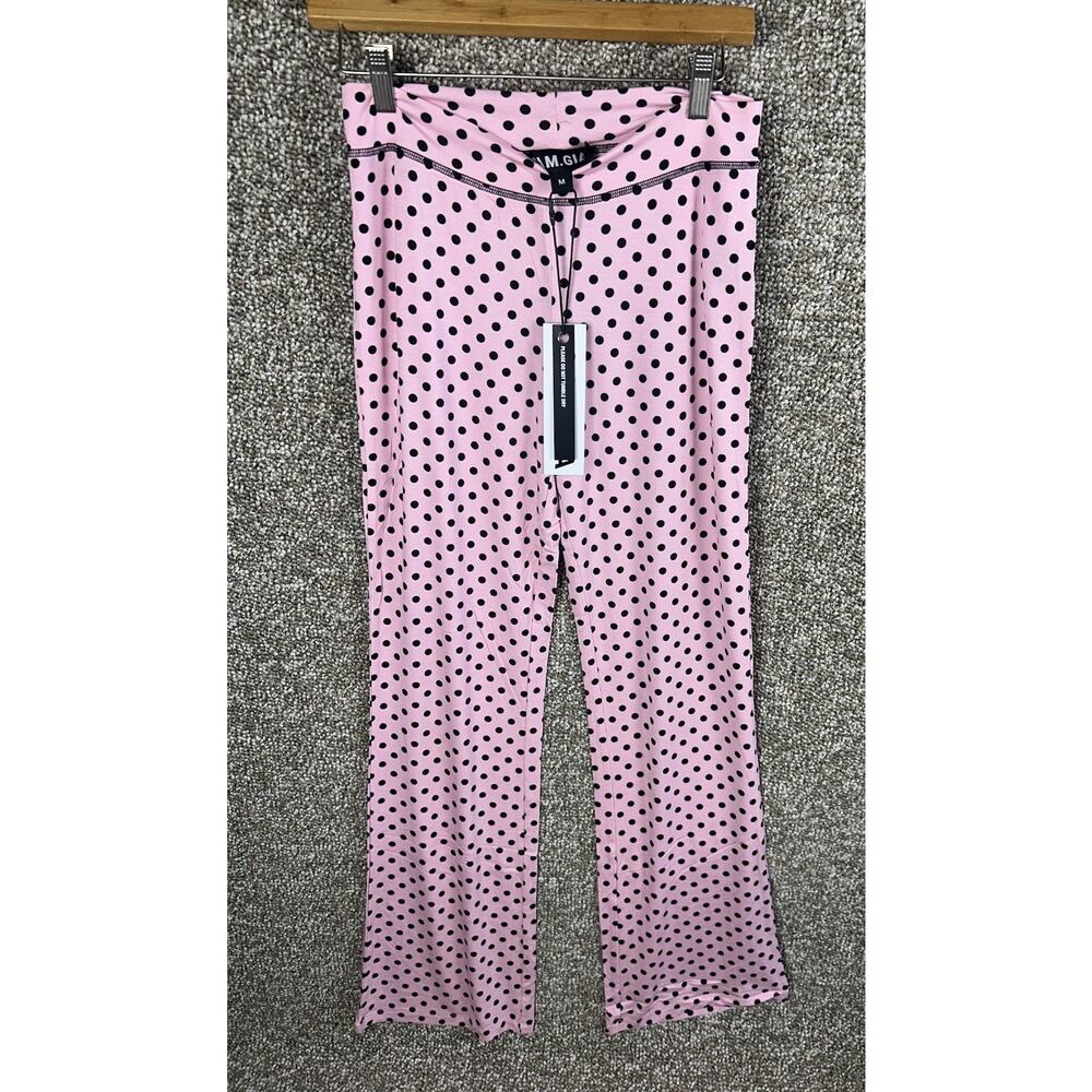 I. AM. GIA. Blare Trackpant Womens Size Medium Black Pink Polka Dot New